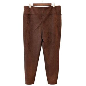 Soft Surroundings Womens Size XL Brown Faux Suede Pull On Tapered Leggings Pants